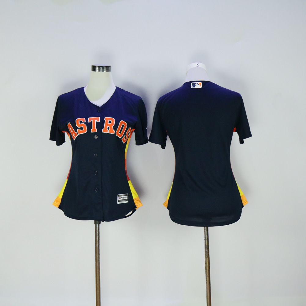 Women Houston Astros Blank Blue MLB Jerseys